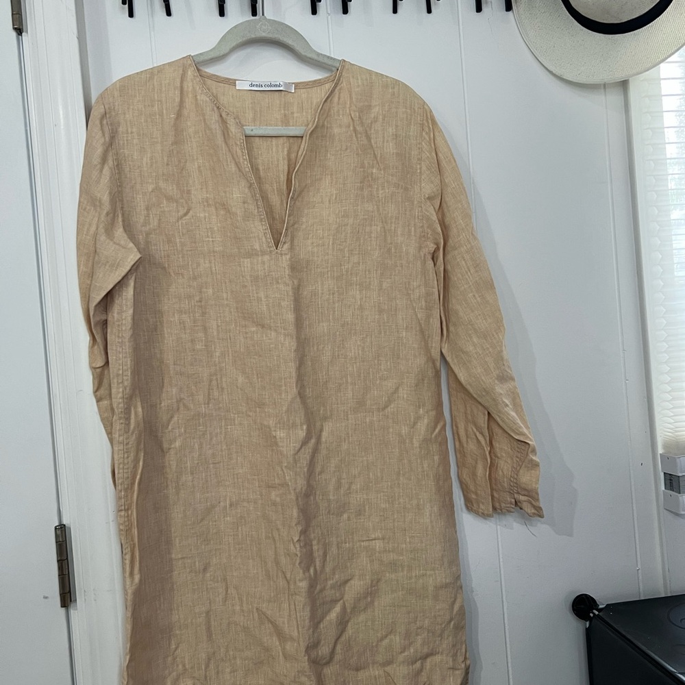 Elegant Tan Linen Dress